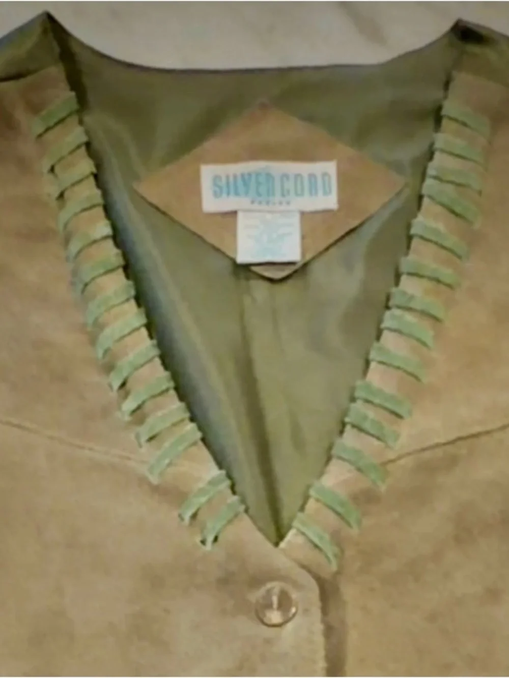Silvercord VTG leather vest women’s  Olive/Tan Suede Sz M western cowgirl boho